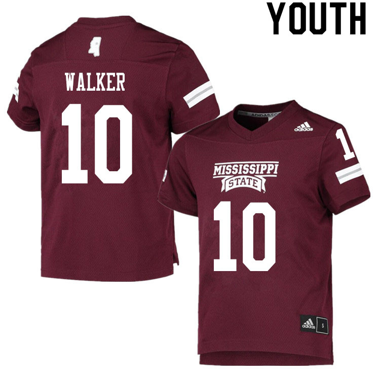Youth #10 Kareem Walker Mississippi State Bulldogs College Football Jerseys Sale-Maroon - Click Image to Close